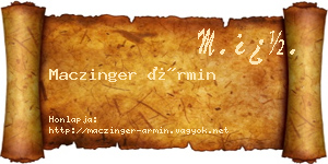 Maczinger Ármin névjegykártya